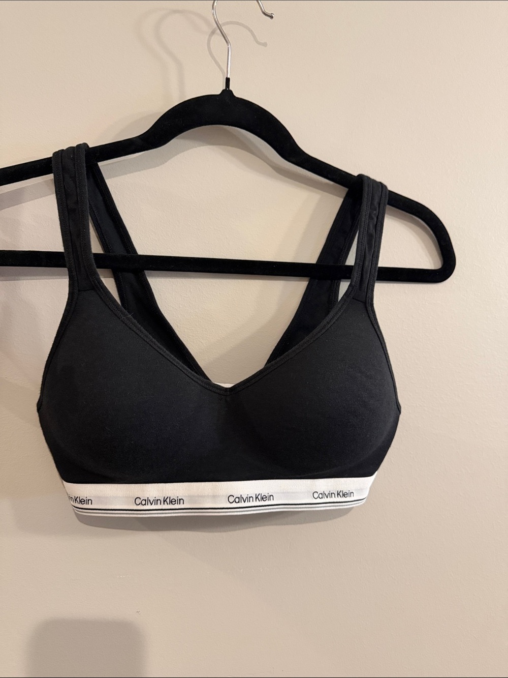 Calvin Klein Black Bralette with White Logo Band